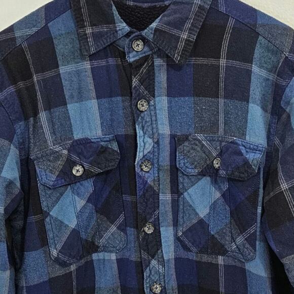 Boston Traders Flannel Jacket Shacket Sherpa Lined Blue Plaid Workwear Mens Sz M - Picture 5 of 7